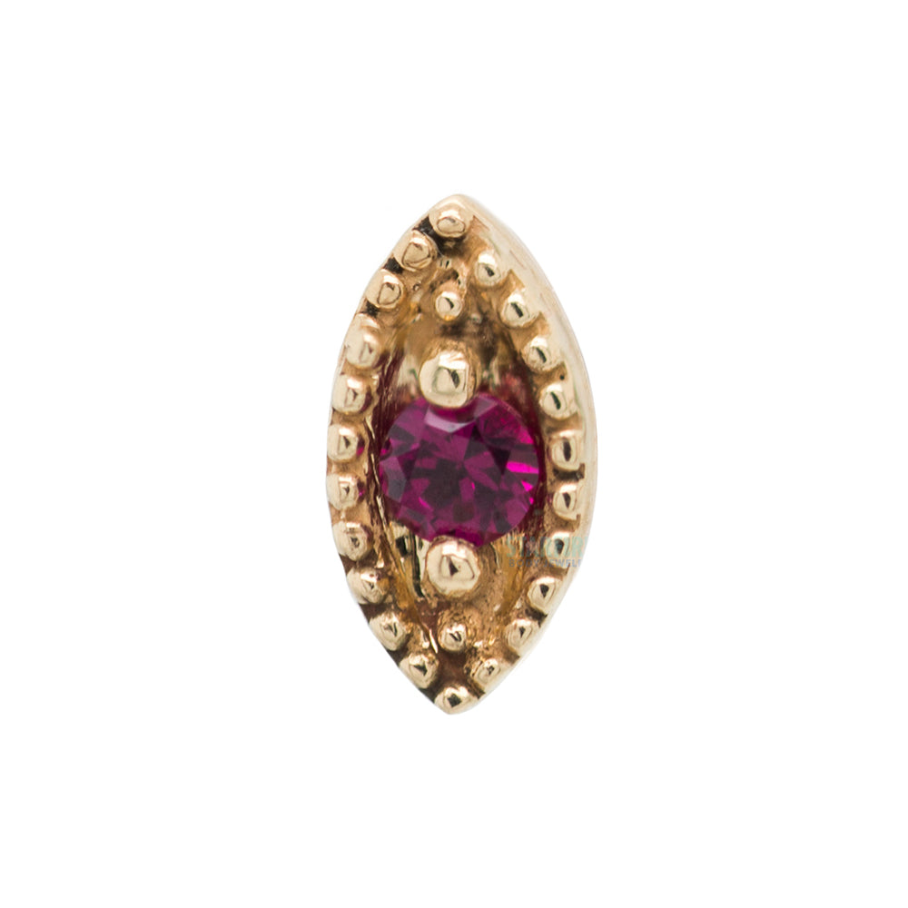 Millgrain Marquise Threaded End in Gold with Faceted Gem