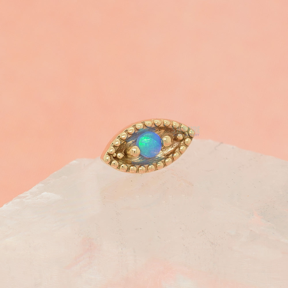 Millgrain Marquise Threaded End in Gold with Opal