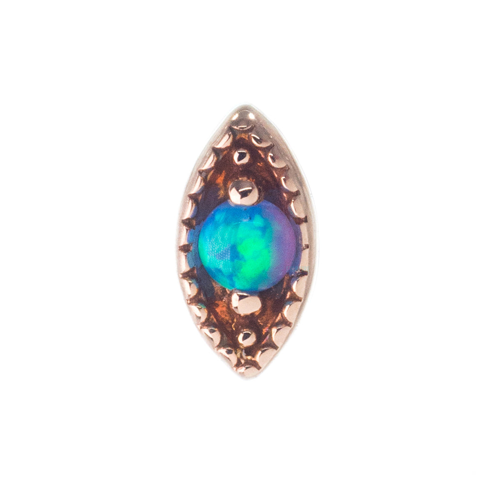 Millgrain Marquise Threaded End in Gold with Opal