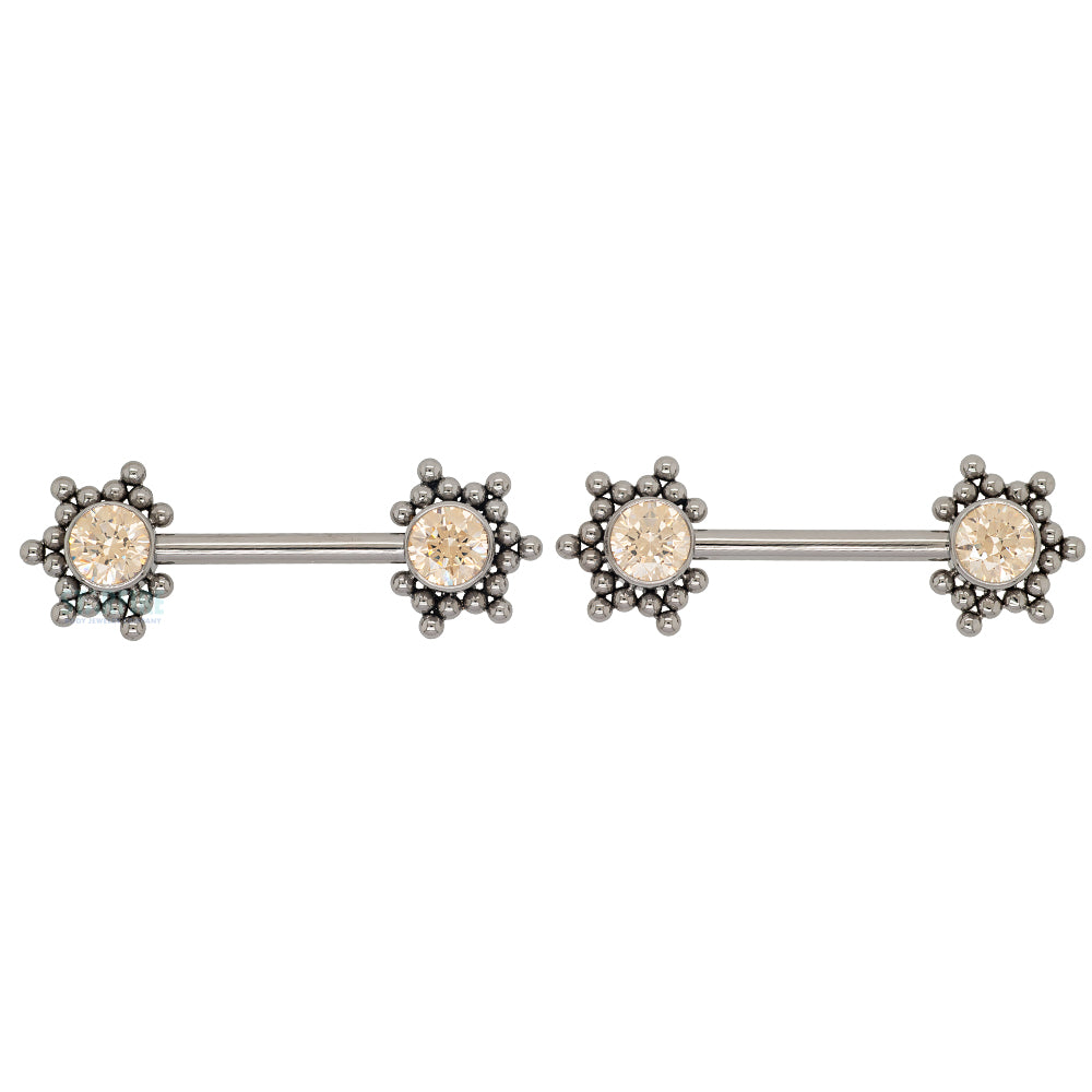 HC1T-34 'Haute Couture' Side Set Faceted Gem Nipple Barbells - pair