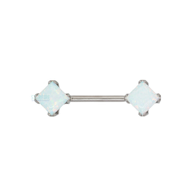 threadless: Princess-Cut Brilliant-Cut Gems Side-Set Nipple Barbell in Prong's - 5/8" - single