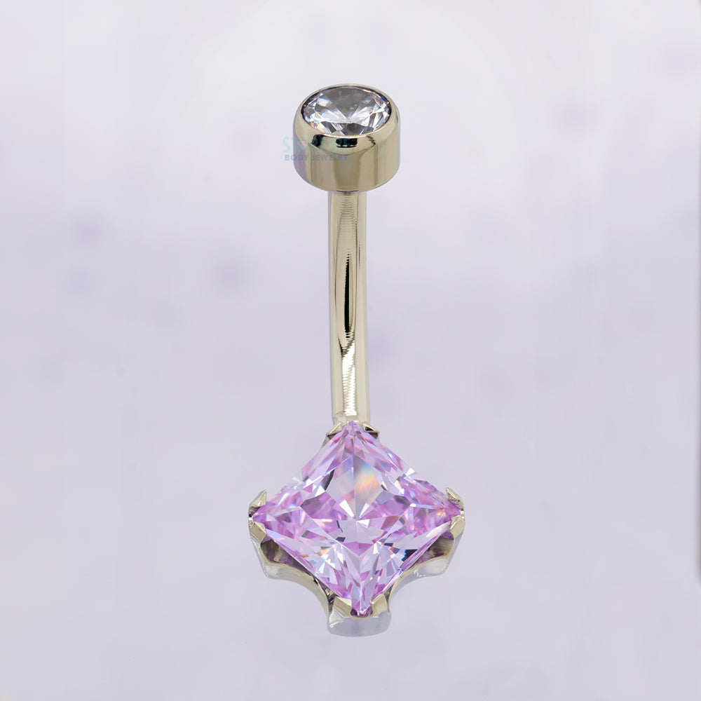Princess-Cut Brilliant Gem Navel Curve