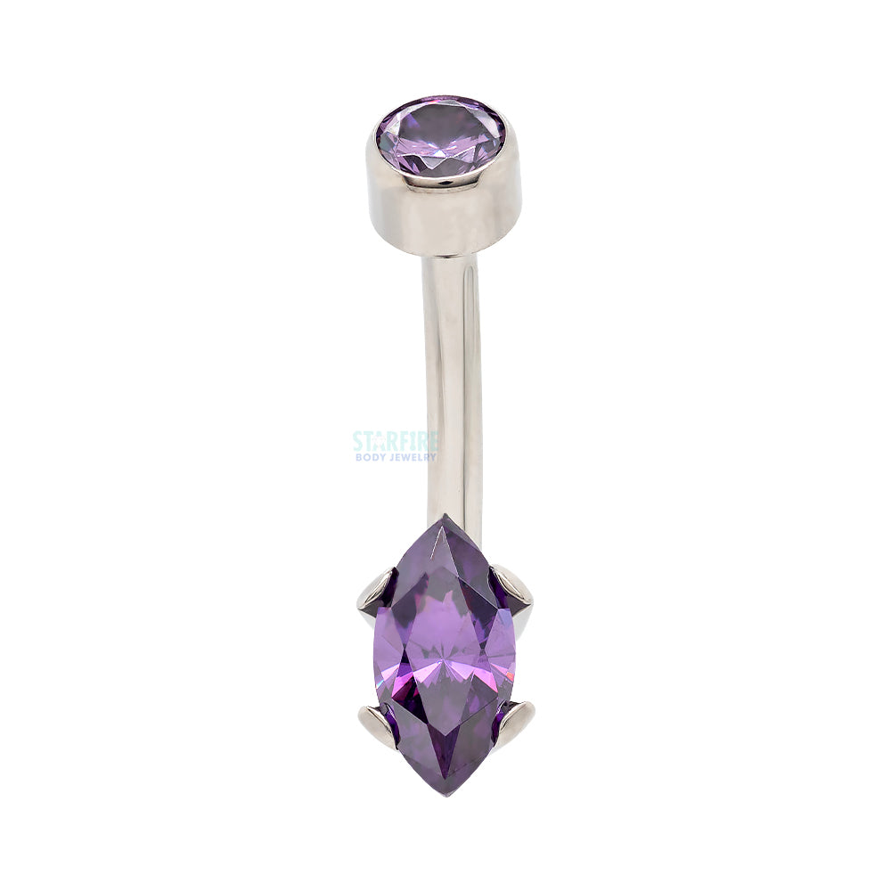 Marquise-Cut Brilliant-Cut Gem Navel Curve