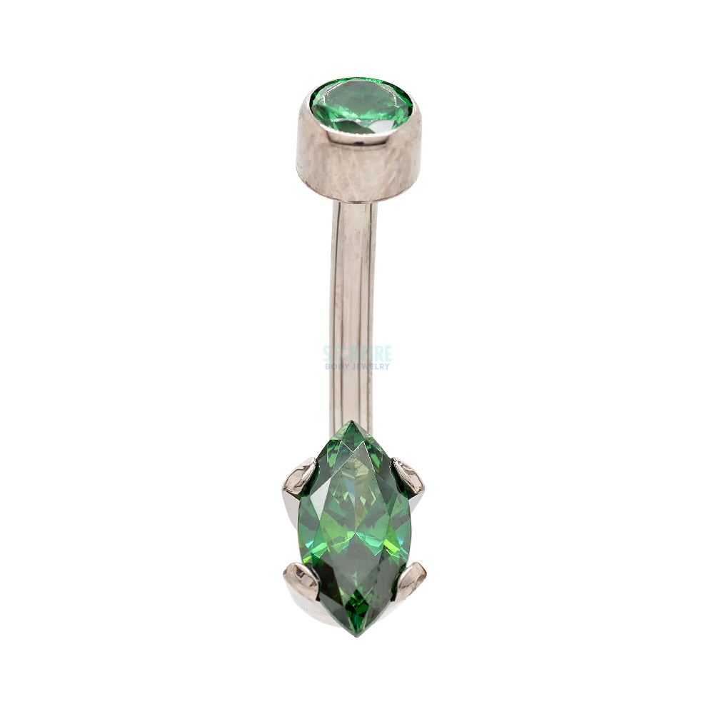 Marquise-Cut Brilliant-Cut Gem Navel Curve
