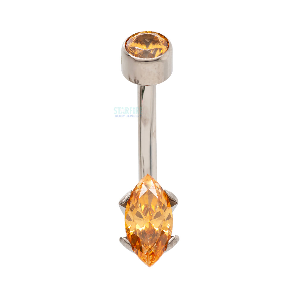 Marquise-Cut Brilliant-Cut Gem Navel Curve