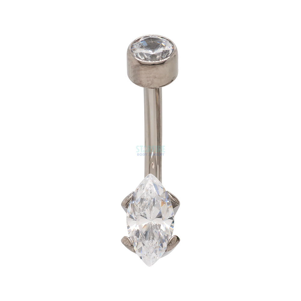 Marquise-Cut Brilliant-Cut Gem Navel Curve