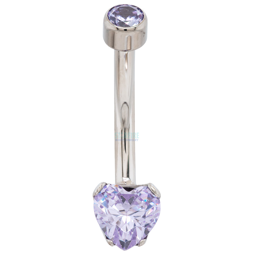 Heart-Cut Brilliant-Cut Gem Navel Curve
