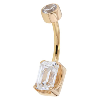 Emerald-Cut Brilliant-Cut Gem Navel Curve in Gold