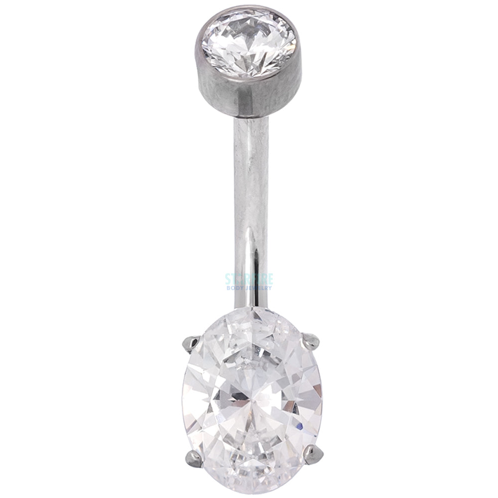 Oval-Cut Brilliant-Cut Gem Navel Curve