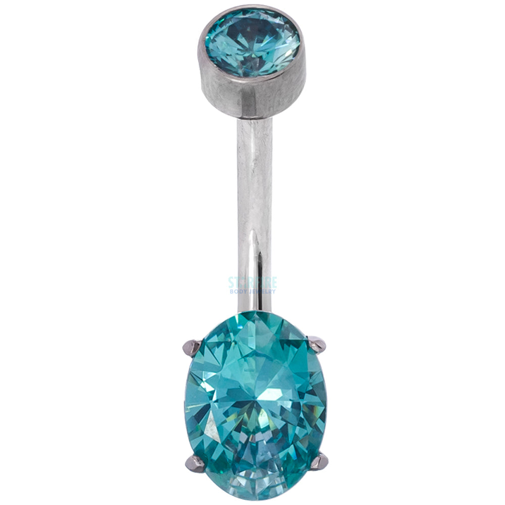Oval-Cut Brilliant-Cut Gem Navel Curve