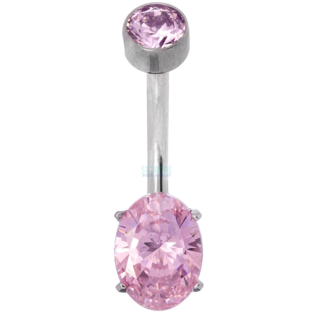 Oval-Cut Brilliant-Cut Gem Navel Curve