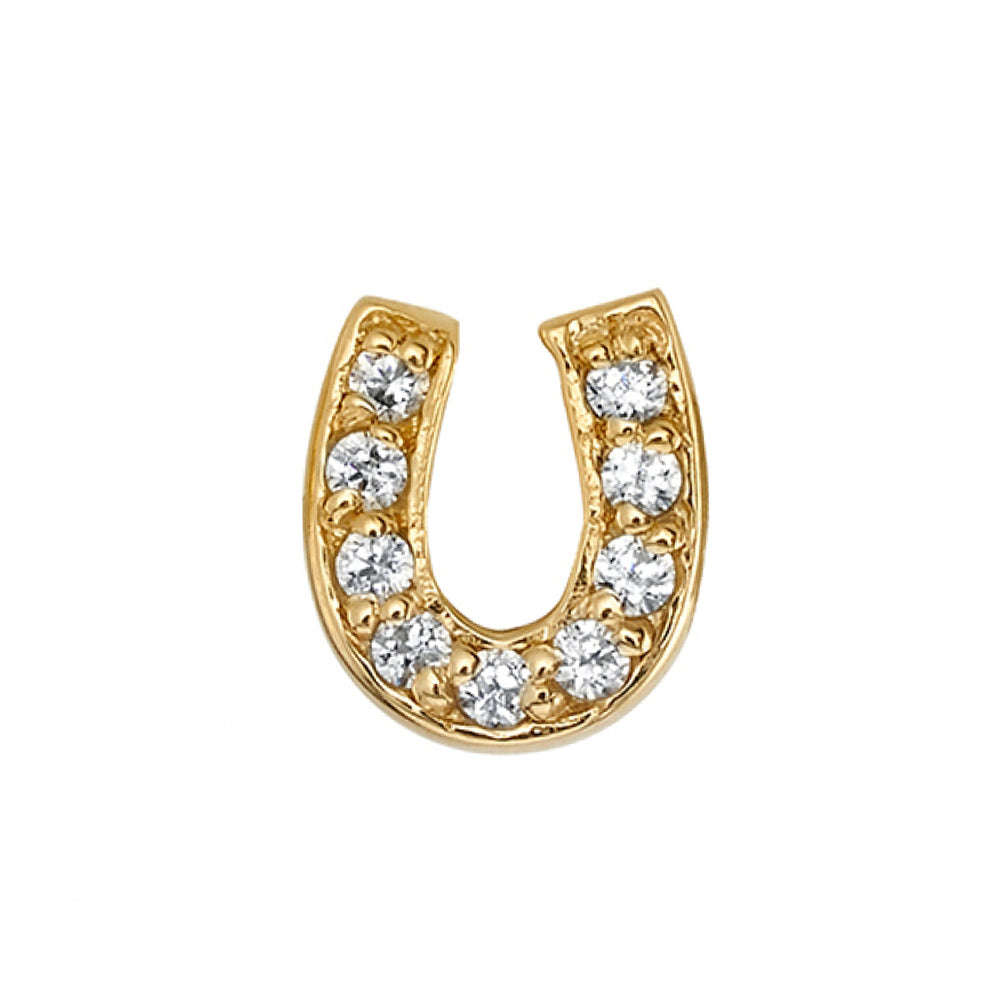 Micro Pave Horseshoe Threaded End in Gold with DIAMONDS