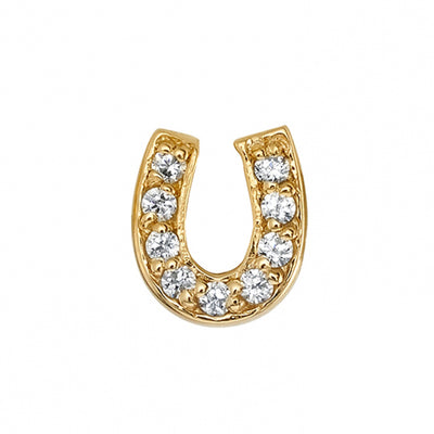 Micro Pave Horseshoe Threaded End in Gold with DIAMONDS