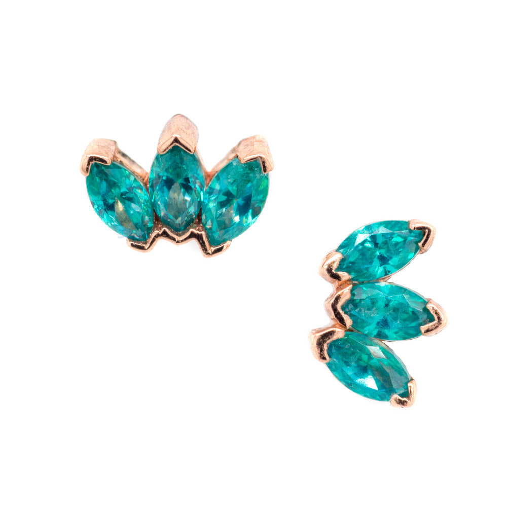 Triple Marquise Fan Threaded End in Gold with Mint CZ's