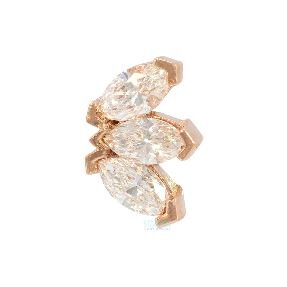threadless: Triple Marquise Fan Pin in Gold & Platinum with DIAMONDS