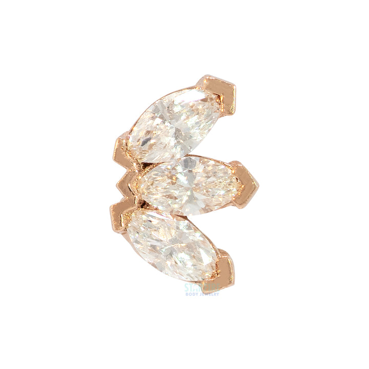 threadless: Triple Marquise Fan Pin in Gold & Platinum with DIAMONDS