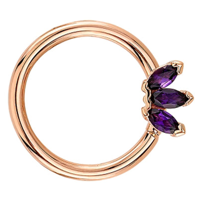 Triple Marquise Fan Seam Ring in Gold with Amethyst
