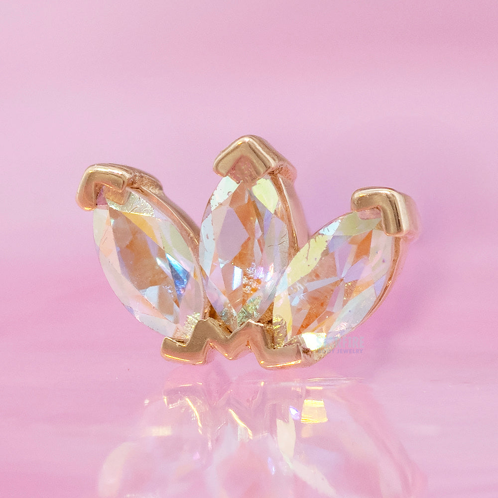 Triple Marquise Fan Threaded End in Gold & Platinum with Mercury Mist Topaz
