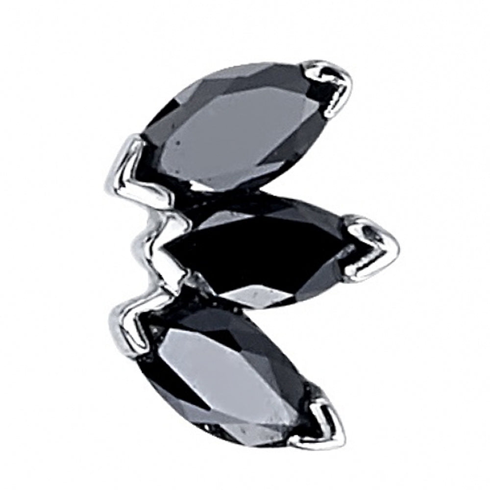 Triple Marquise Fan Threaded End in Gold & Platinum with Black Diamonds