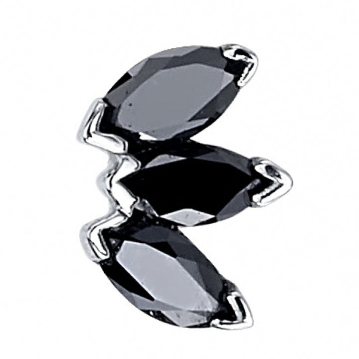 Triple Marquise Fan Threaded End in Gold & Platinum with Black Diamonds