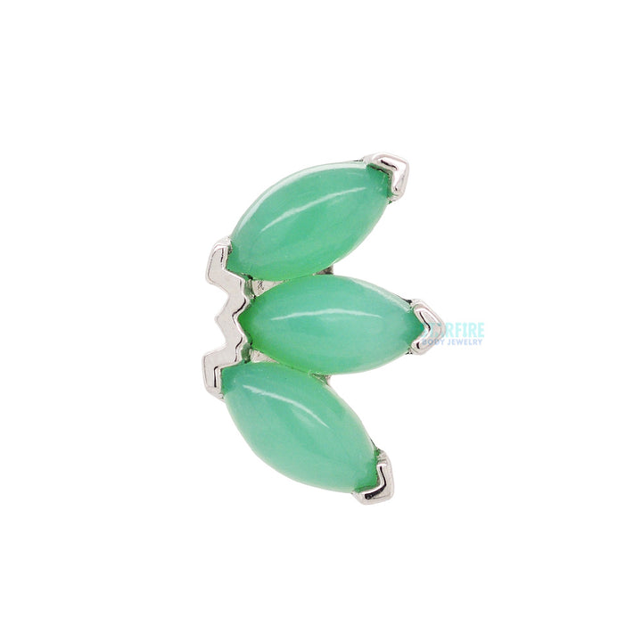 threadless: Triple Marquise Fan Pin in Gold & Platinum with Chrysoprase