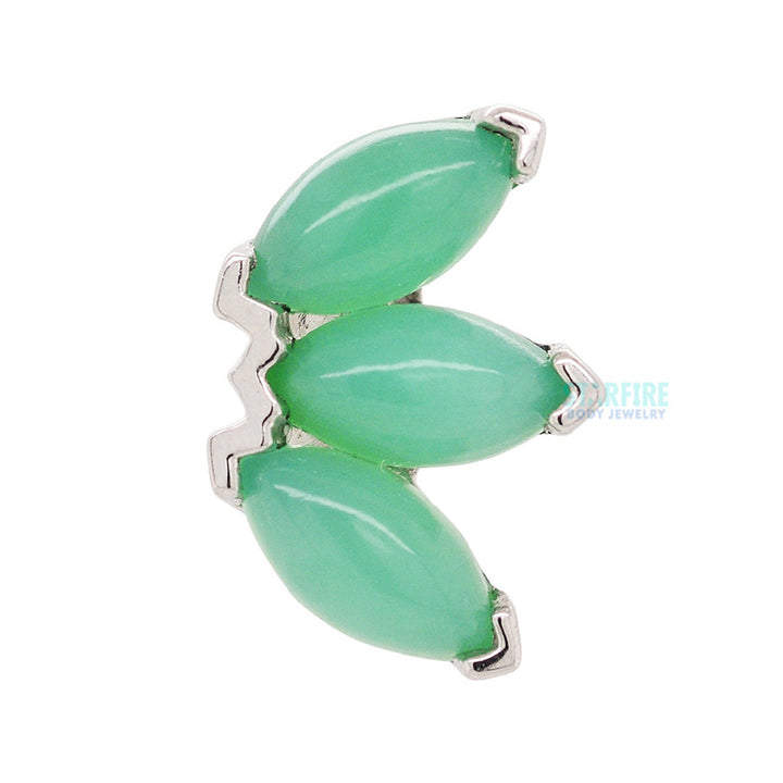 Triple Marquise Fan Threaded End in Gold & Platinum with Chrysoprase