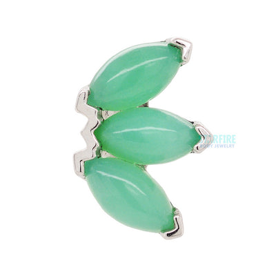 Triple Marquise Fan Threaded End in Gold with Chrysoprase