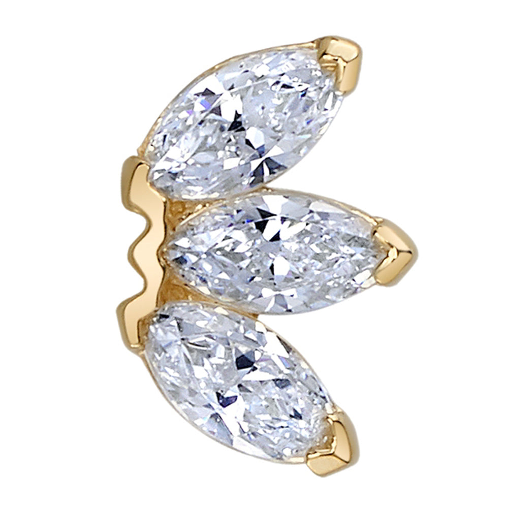 Triple Marquise Fan Threaded End in Gold & Platinum with DIAMONDS