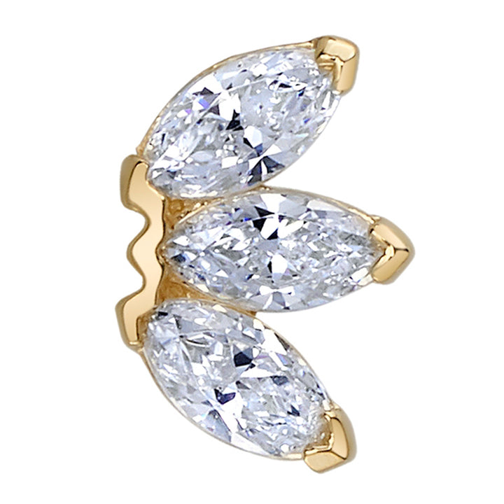 Triple Marquise Fan Threaded End in Gold & Platinum with DIAMONDS
