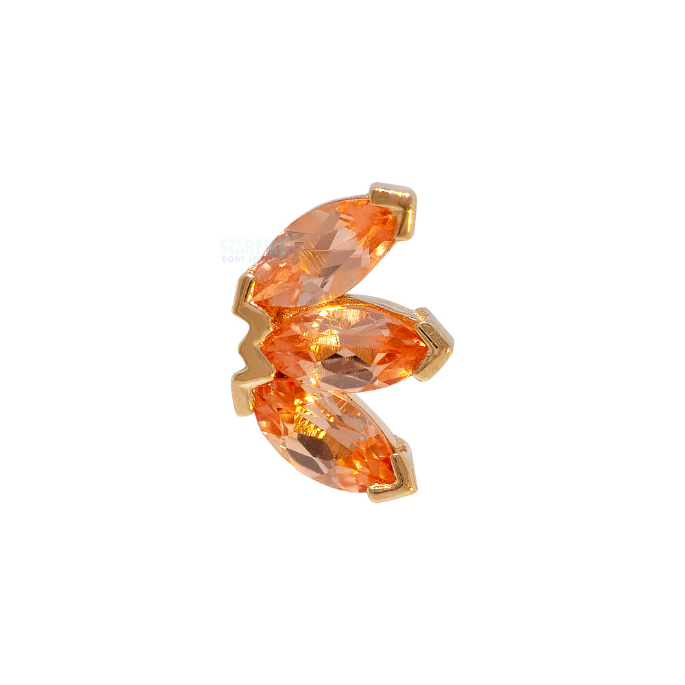 threadless: Triple Marquise Fan Pin in Gold & Platinum with Chatham Champagne Sapphire