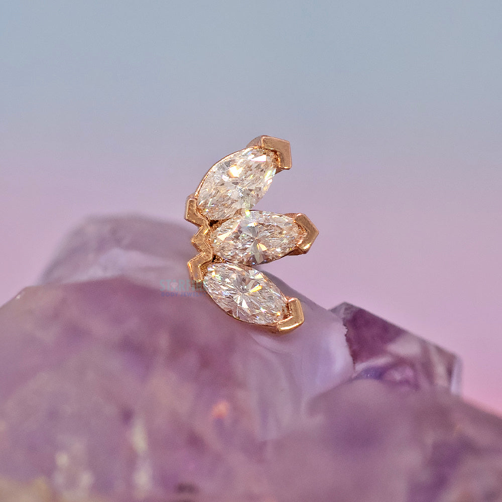 threadless: Triple Marquise Fan Pin in Gold & Platinum with DIAMONDS