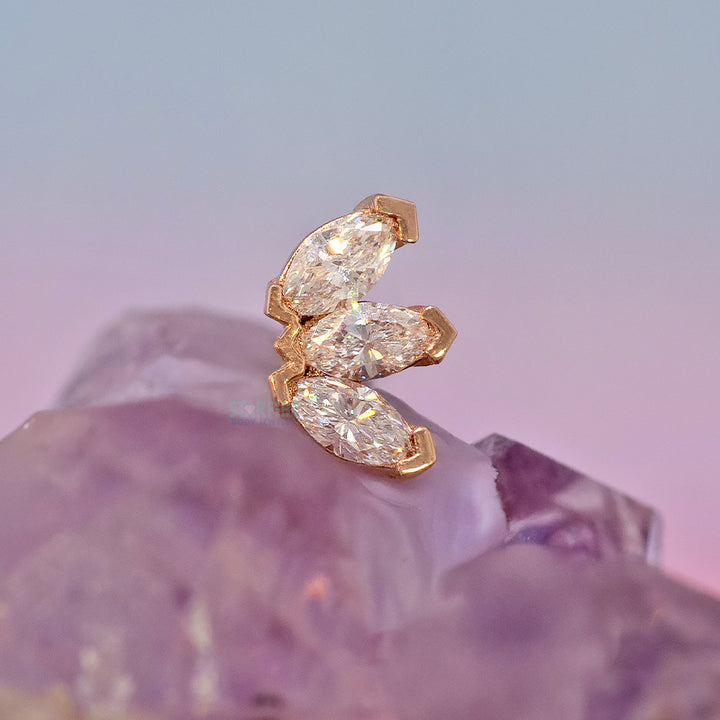 threadless: Triple Marquise Fan Pin in Gold & Platinum with DIAMONDS