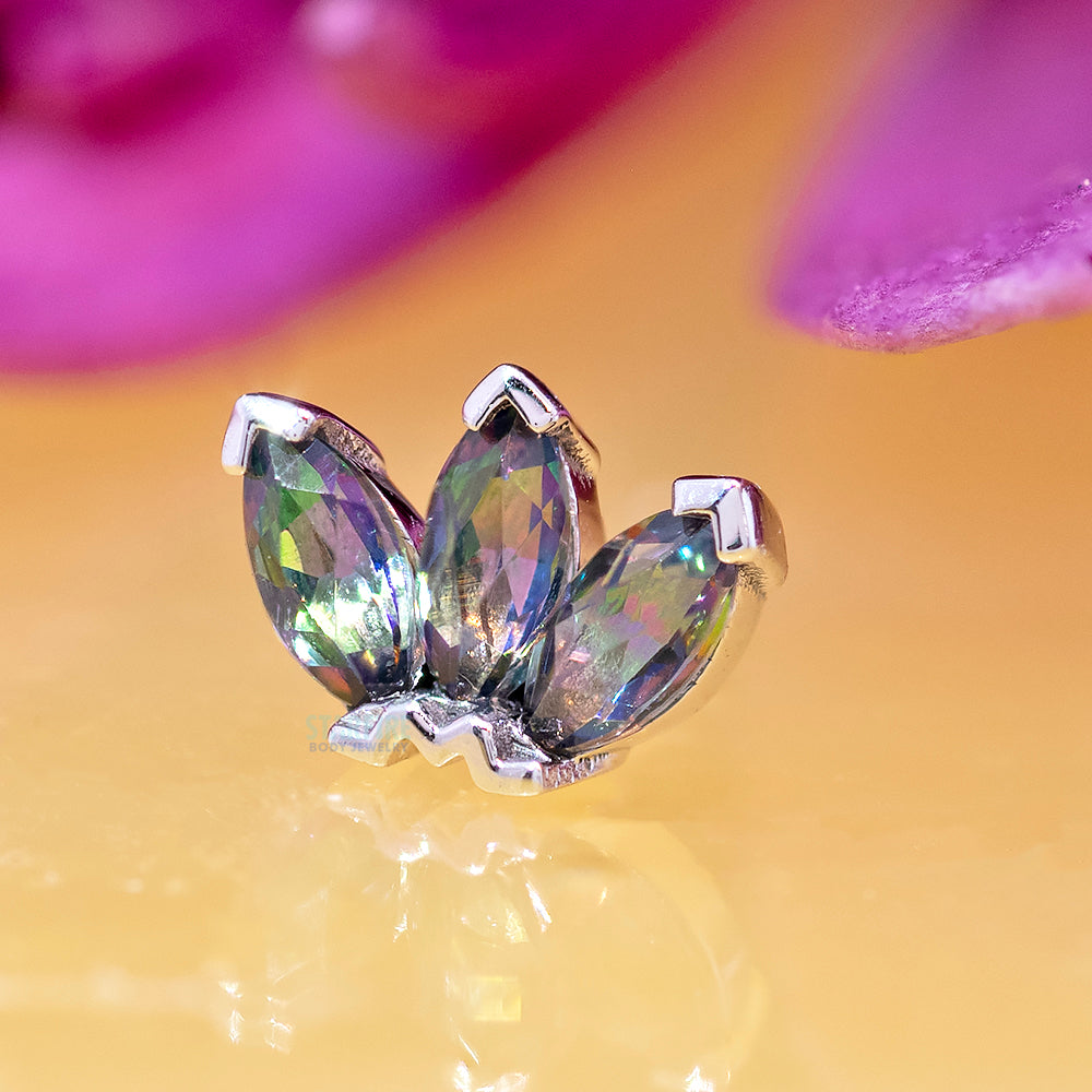 threadless: Triple Marquise Fan Pin in Gold & Platinum with Mystic Topaz'