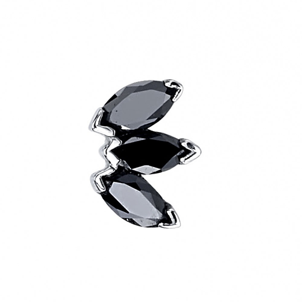 threadless: Triple Marquise Fan Pin in Gold & Platinum with Black Diamonds