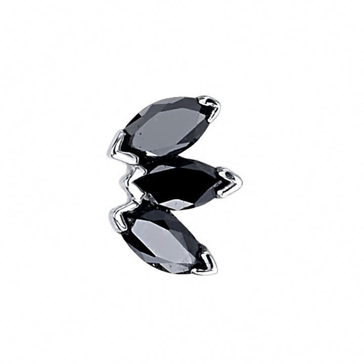 threadless: Triple Marquise Fan Pin in Gold & Platinum with Black Diamonds
