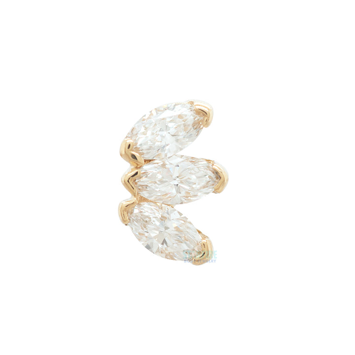 threadless: Triple Marquise Fan Pin in Gold & Platinum with DIAMONDS