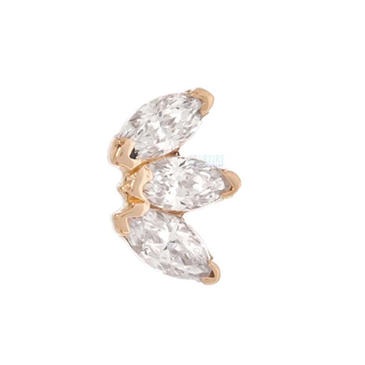 threadless: Triple Marquise Fan Pin in Gold & Platinum with White CZ's