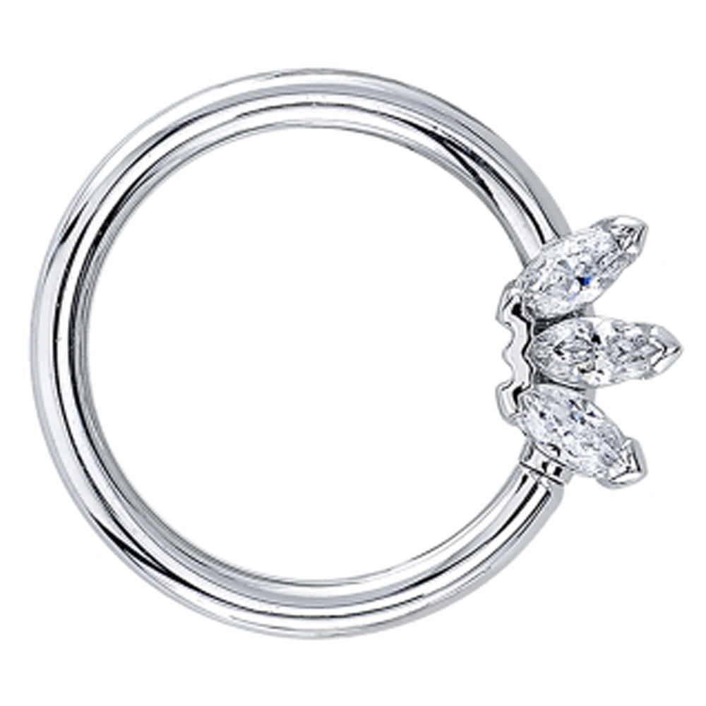 Triple Marquise Fan Seam Ring in Gold & Platinum with DIAMONDS