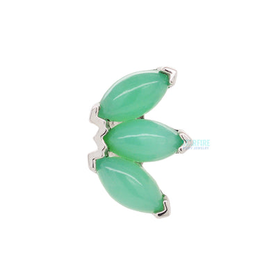 threadless: Triple Marquise Fan Pin in Gold & Platinum with Chrysoprase