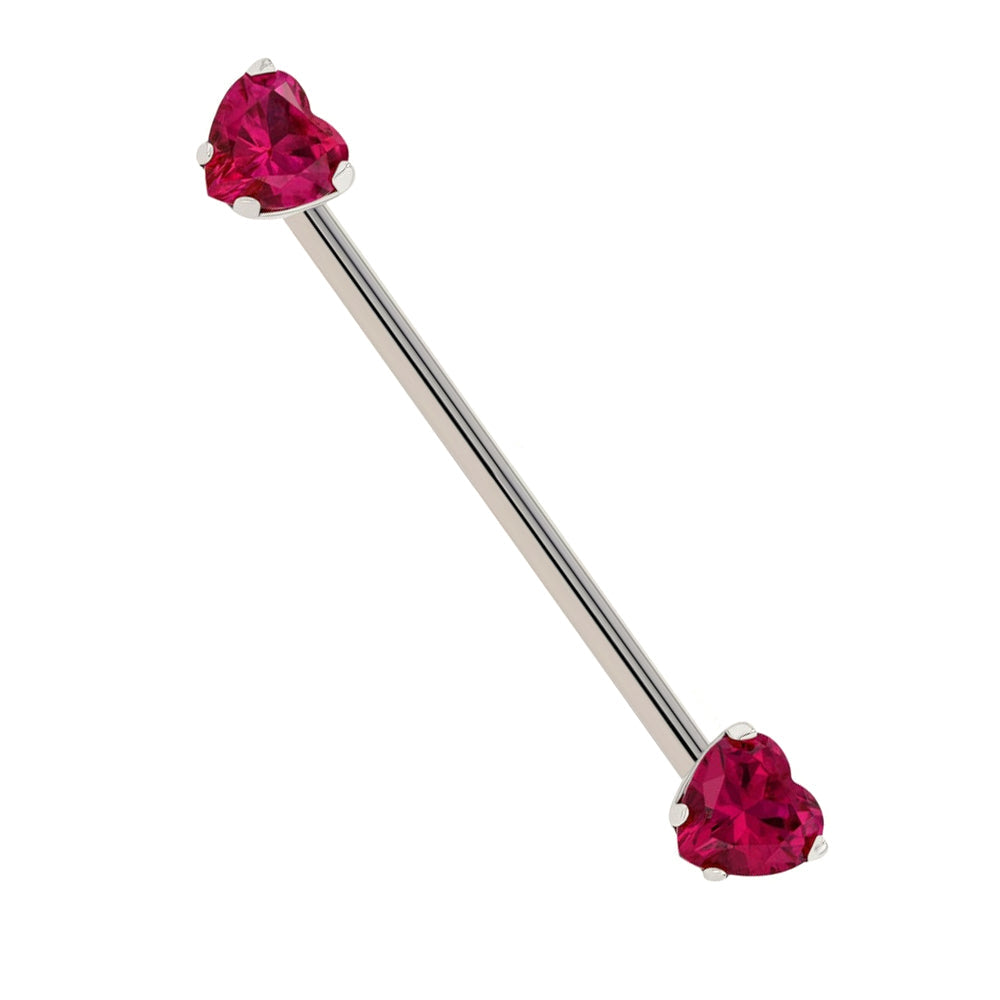 threadless: Heart-Cut Brilliant-Cut Gem Side-Set Industrial Barbell in Gold
