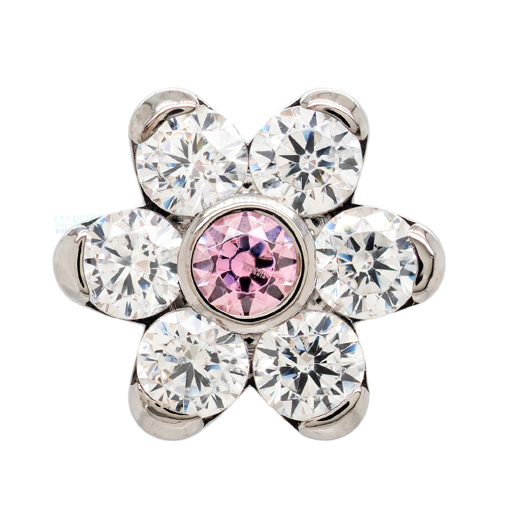 2mm/2mm Brilliant Cut Gem Flower Threaded End - custom color combos