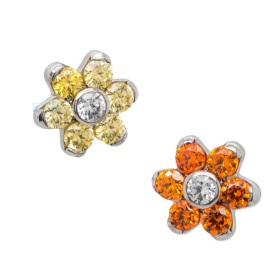 2mm/2mm Brilliant Cut Gem Flower Threaded End - custom color combos