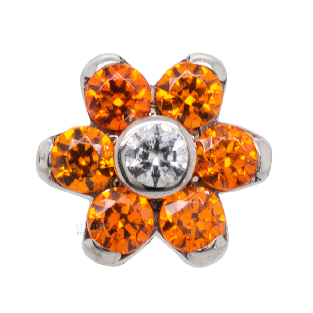 2mm/2mm Brilliant Cut Gem Flower Threaded End - custom color combos