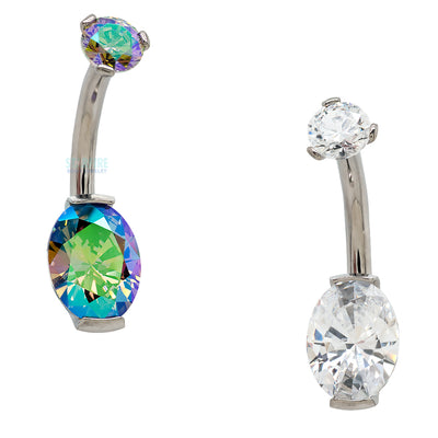 Oval Prong-Set Faceted Gem Navel Curve