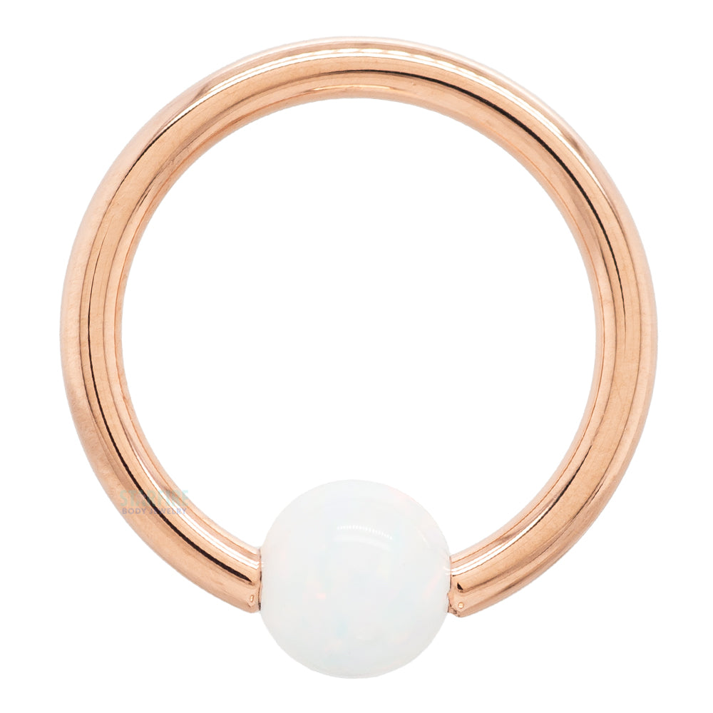 Captive Bead Ring (CBR) in White Gold with Opal Captive Bead