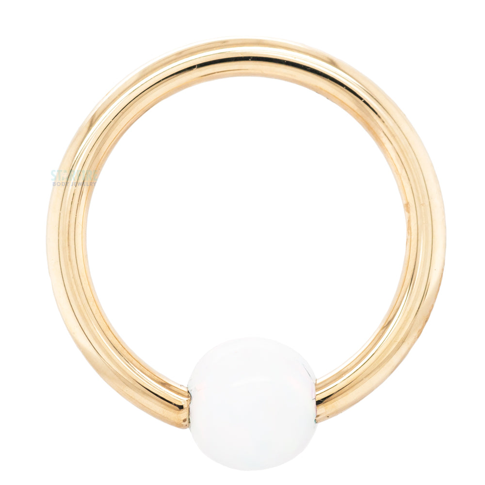 Captive Bead Ring (CBR) in White Gold with Opal Captive Bead
