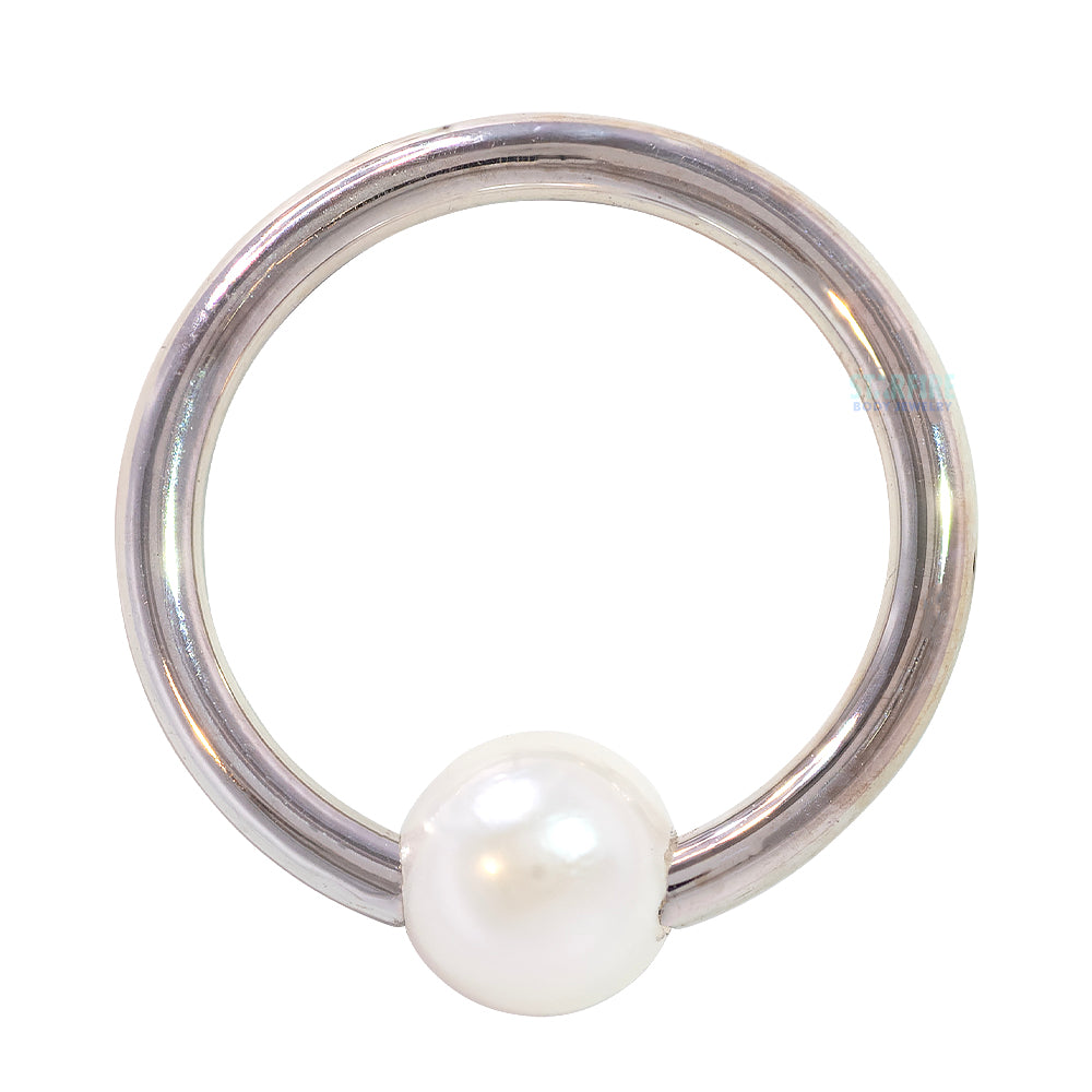 Captive Bead Ring (CBR) in Gold & Platinum with Pearl Captive Bead