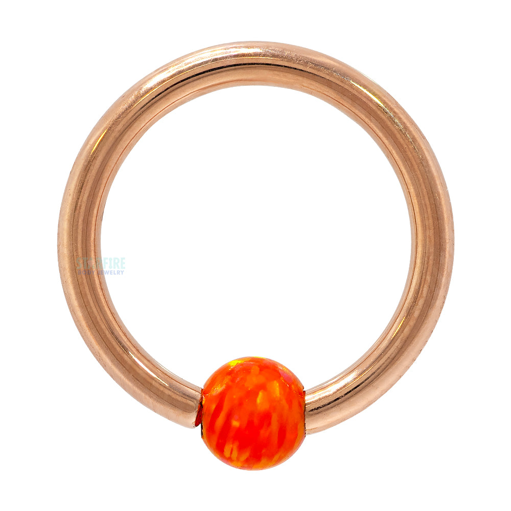 Captive Bead Ring (CBR) in Rose Gold with Opal Captive Bead