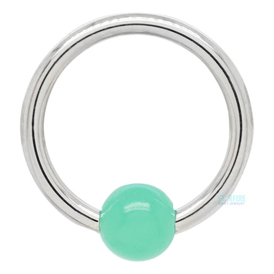 Captive Bead Ring (CBR) in Gold with Chrysoprase Captive Bead
