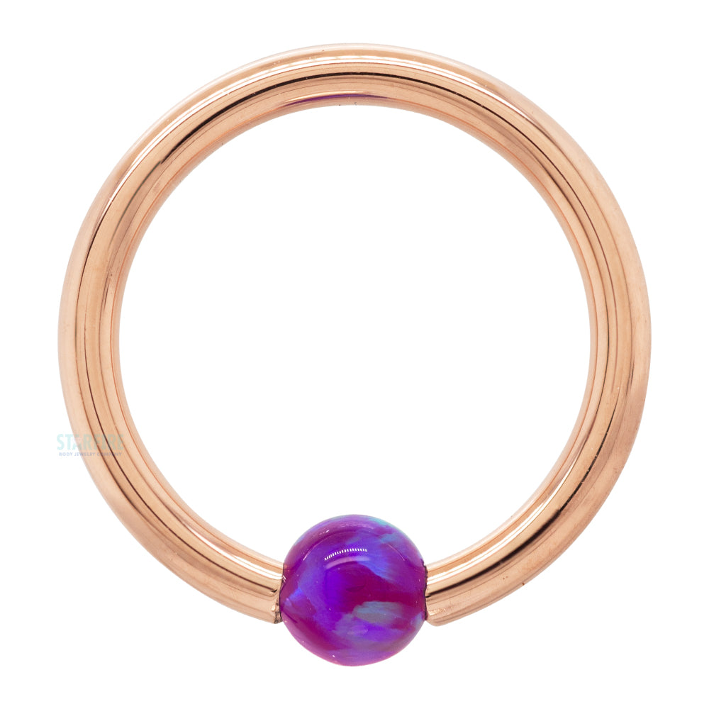 Captive Bead Ring (CBR) in Gold with Purple Opal Captive Bead